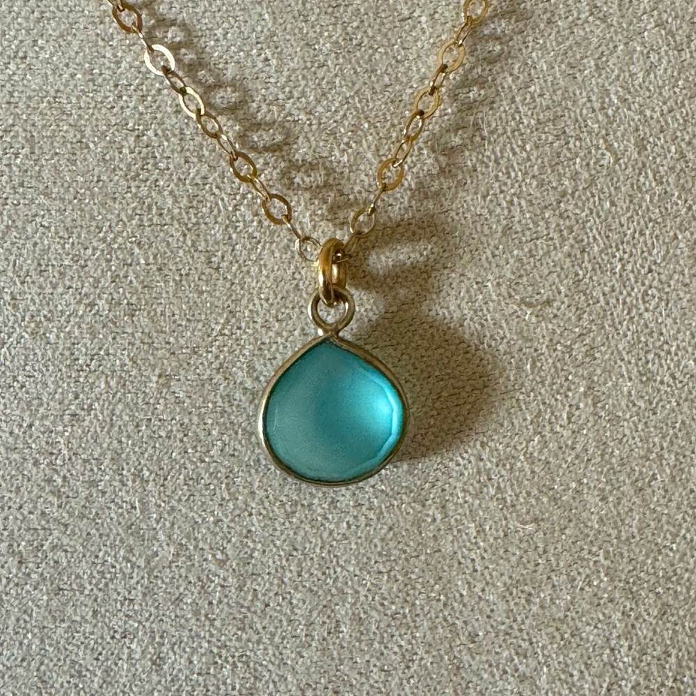 Chalcedony Dainty Tear Drop Necklace
